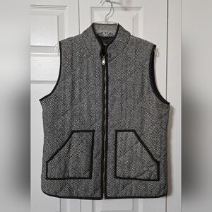 Black & White Insulated Herringbone Design Zip Up Vest w/Pockets, XL, Like New